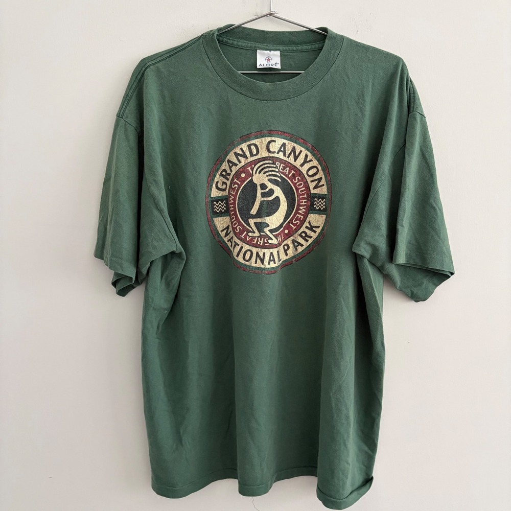 Vintage Alore Grand Canyon National Park Kokopelli T-Shirt XL Green Made in USA